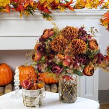 1PC Artificial Flowers Silk Tea Roses Bouquet Chrysanthemum Plastics Plants Bridal Bouquet Valentine's Day Fake Plants Wedding Decoration DIY Wreath Material, Bride Holding Wrist Flower Decoration Accessories, Wedding Car Decoration, Lintel Arch Decoration, Home, Dining Room, Bedroom, Vase Decoration, Birthday Party Decoration Materials New Year Gifts