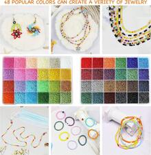 In Stock Instant Dispatch Bala&Fillic Size 2mm Seed Beads 48 Colors About 38000+Pcs 12/0 Small Glass Seed Beads Adult Making Bracelets Earrings Valentine's Day Valentine's Day 7DNA - 24 Colors Lot 6 - View 5
