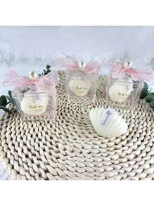 1/3/5pcs, Acrylic Box Shell Candles, Guest Wedding Gifts, Aromatherapy Candles, Bow Souvenir Gift Box, Wedding Party Decoration, Home Decoration, Bedroom Decoration, Wedding Candles, Wedding Accessories Bridesmaid Gift Box, Essential Holiday Gifts