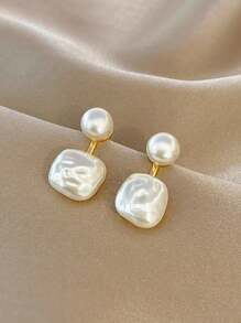 1 paar elegante retro unieke Franse pareloorbellen met accessoires voor vrouwen