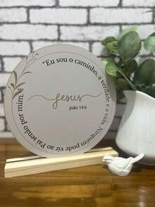 Placa Jesus Versículo Eu Sou o Caminho Versículo João 14:6 Placa Religiosa Jesus - Bege - Visão 2