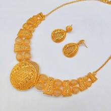 3pcs Middle Eastern Style Women Jewelry Set Necklace And Earrings, Bridal Jewelry Set
