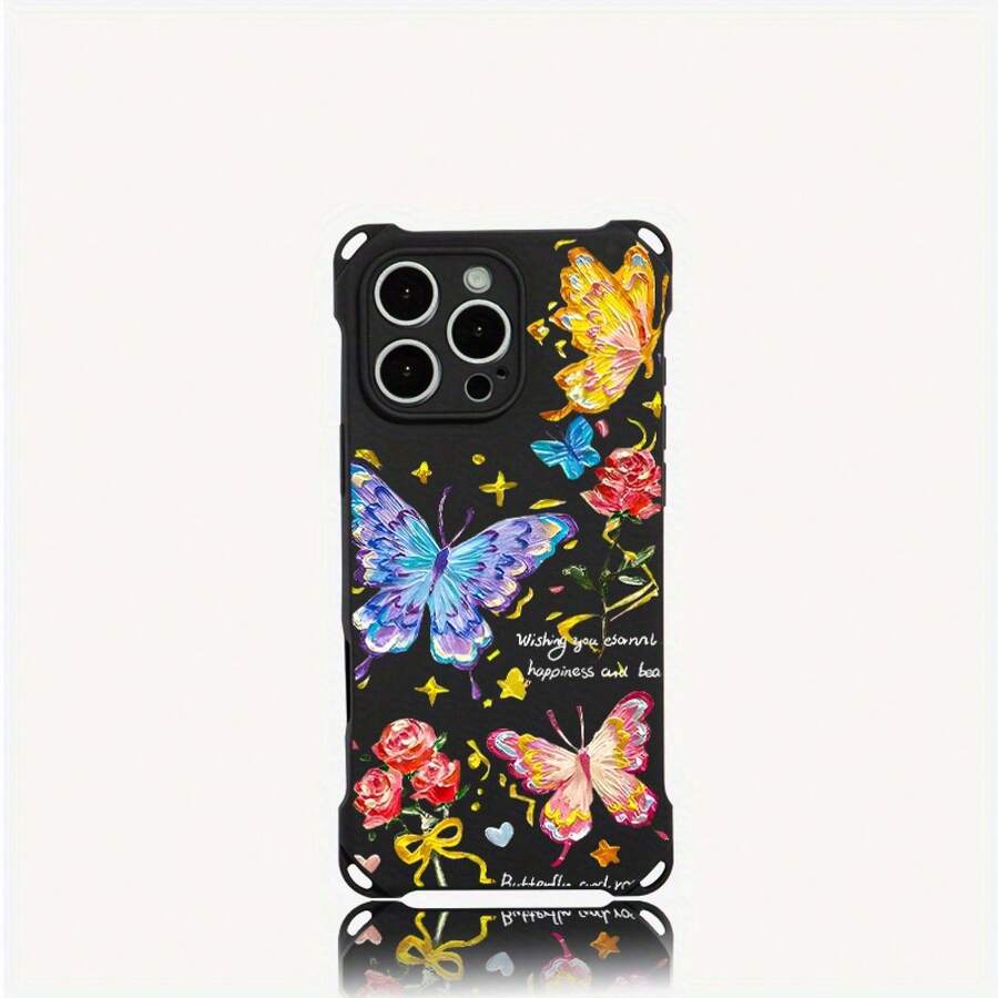 Funda para teléfono 1 pieza El diseño del patrón de pintura al óleo tiene cuatro esquinas que se pueden usar para colgar la funda del teléfono S. Es adecuado 16 Plus 12 Pro 14 13 15 Fundas blandas impresas de TPU - Colores mixtos 2 - Ver 1