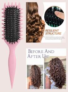 Cepillo definidor de rizos para cabello rizado, cepillo de estilo de rizos con volumen con diseño de ranura de borde, desenredador moldeador de rizos para rizos rebotones, control del frizz y definición de ondas, cepillo para cabello rizado para mujeres, herramienta para el cabello para uso húmedo o seco, ideal para uso diario o viajes, de vuelta a la escuela, artículos esenciales para viajes, accesorios para el cabello para mujeres