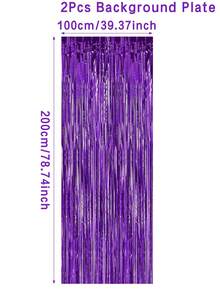 1/2/3/4件装紫色塑料浴帘背景幕布，万圣节主题撞色流苏丝带，适用于家庭派对房间装饰、门框窗户装饰、生日派对装饰，适合节日庆典、万圣节背景幕布、万圣节礼物、万圣节服装派对装饰、元素装饰，营造节日氛围，派对礼品 - 紫色 - 查看 9