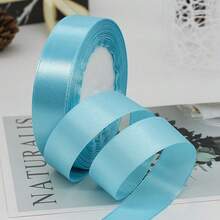1 Roll Of 1cm X 25M Satin Ribbon, Gift Wrapping For Flowers, Cakes, Bows, Bookmarks, Holiday Party Decoration, Ribbons, Streamers - Blue - View 9