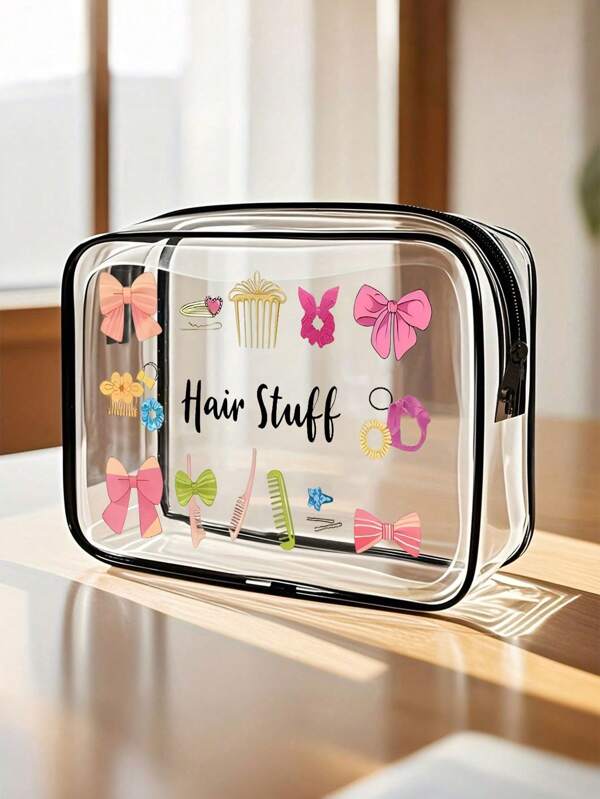 Accessoire pour cheveux Sacs de toilette en PVC, Pochette de rangement de voyage en PVC avec fermeture éclair - Sac de maquillage et de toilette léger et résistant à la décoloration pour femmes et filles, Étui à cosmétiques portable approuvé par la TSA, Design facile à essuyer, Organisateur techno-intelligent | Esthétique moderne | Matériau résistant à la décoloration, Accessoires de voyage Vacances Été Rentrée scolaire Sac scolaire Sac de voyage Sac de toilette imperméable
