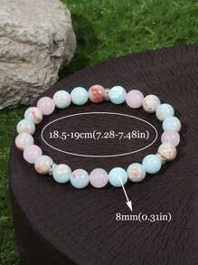 YAUKIA 1pc Compassion Healing Crystal Bracelet, Natural Imperial Jasper And Rose Quartz Gemstone Bracelet, Protection And Absorb Negative Energy Jewelry Gift