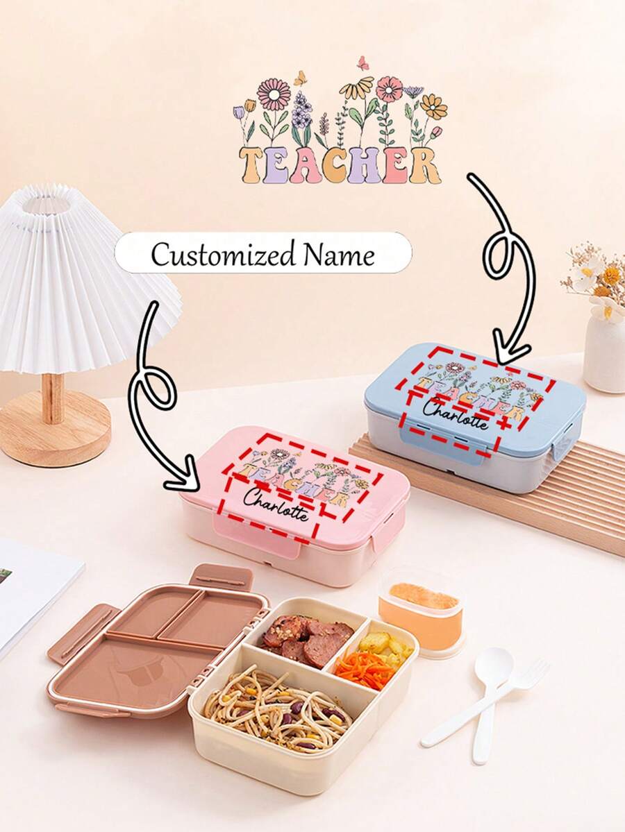 1 szt. Dostosowana nazwa: Lunch Box podróżny, Pokryty pojemnik bento, Szczelna torba na lunch, Przenośny stojak na śniadanie, Spersonalizowana zastawa stołowa DIY, Akcesoria kuchenne i jadalne na kempingu, Spersonalizowany wzór dla nauczyciela, Prezent dla nauczyciela, Codzienne użytkowanie, Festiwale, Powrót do szkoły, Wakacje, Studenci, Codzienne przechowywanie, Spersonalizowane pudełko na prezent, Nadaje się na wesela, podróże i powrót do szkoły - Wielokolorowe - Zobacz 1