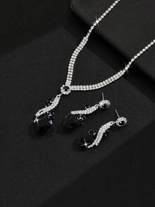 3件套女士首饰套装：项链、耳环，适合派对、新娘、婚礼、情人节等场合佩戴