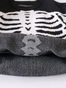 Boys' Halloween Skeleton Knitted Pullover Sweater, Suitable For Holiday, Spring, Autumn And Winter Seasons - Black - View 9