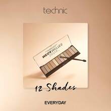 Technic Mega Mattes Nude Eyeshadow Palette - 12 Pigmented, Professional, Long Lasting, Easy To Apply And Blendable Matte Shades For The Perfect Look For Day Or Night 18g
