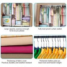 Armario a prueba de polvo de múltiples colores y estilo sencillo para el hogar, dormitorio y alquiler, de ensamblaje resistente, armario de tela sencillo, organizador de almacenamiento y ropa premium, armario de tela grande. 1 pieza Armario doble grande reforzado con marco de metal y tubos de acero engrosados - Fácil de montar, amplio almacenamiento para el hogar y propiedades de alquiler, armarios portátiles