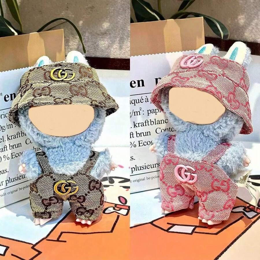 Only Clothes] 2nd Gen Blind Box Lazybones Party For Labubu Casual Overalls T-Shirt Baby Clothes 17cm Labubu