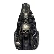 Men's Skull Pattern Printed Chest Bag For Daily Wear Halloween