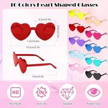 6pcs/12pcs Heart Shaped Party Glasses, Black Fashionable Rimless Heart Shaped Glasses, Fun Heart Shaped Glasses Suitable As Party Favors, Christmas