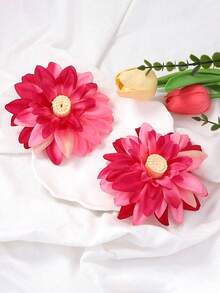 1 对时尚花卉图案布质耳钉，别致百搭清新甜美风格