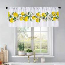 1pc Summer Lemon Theme Home Valance, 54x18in, Watercolor Yellow Lemon Fruit And Green Leaf Decorative Pattern, Modern Art Style, Suitable For Bedroom, Living Room Kitchen, Cafe And Other Holiday Curtain Valance Decoration Supplies - Multicolor - View 8