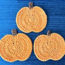 3/6pcs Crochet Pumpkin Coasters Set - Handcrafted, Perfect For Halloween & Autumn Home Decor, Versatile Table Accessories & Gifts Halloween Table Decor - Multicolor - View 10
