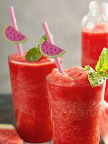 10pcs/Pack Lemon Fruit Printed Disposable Paper Drinking Straws, Cartoon Shape For Summer Party Beverage Decoration - Multicolor - View 5