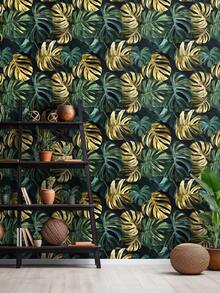 1 卷 1 米/3 米/5 米 复古绿叶热带植物田园风格墙面装饰壁纸，可移除自粘接触纸，乙烯基壁纸，适用于 DIY 家居装饰、房间背景、卧室、厨房、客厅、浴室、橱柜、家具翻新 - 彩色 - 查看 16