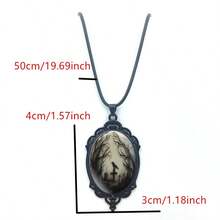 1 件哥特式乌鸦十字架玻璃吊坠项链，万圣节 - 黑色 - 查看 2