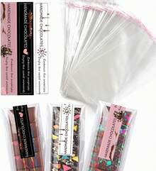 190Pcs Chocolate Bar Packaging Set, 100pcs 4*7.9" Clear Bags & 90pcs Stickers For DIY Chocolate Lovers,6912309 - 橘色 - 查看 2