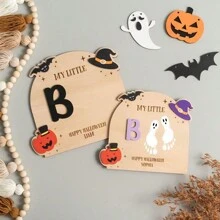 1 szt. spersonalizowanych drewnianych dekoracji na Halloween, nie ma potrzeby, aby cukier sprawiał kłopoty, wesołego Halloween, drewniane dekoracje na biurko, ekspozycja na biurko, prezenty dla dzieci, pamiątkowe prezenty na Halloween. Nasz mały diabełek, wesołego Halloween, kukiełka na biurko z dynią, nietoperzem i wzorami kapelusza, prezent dla dzieci, ekspozycja na biurko, pamiątkowy prezent na Halloween.