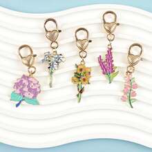5 件可爱珐琅紫玫瑰花合金钥匙圈，感谢老师的礼物，波西米亚风钥匙链，适合女士女孩手提包配饰 DIY 珠宝最佳朋友礼物，甜蜜汽车配饰包包饰品 - 彩色 - 查看 7