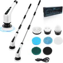 Electric Spin Scrubber, Cordless Motorized Cleaning Brush And Seven Interchangeable Brush Heads, Handheld Power Shower Scrubber Cordless, Suitable For Wall, Floor, Tile, Bathtub, Kitchen, Bathroom