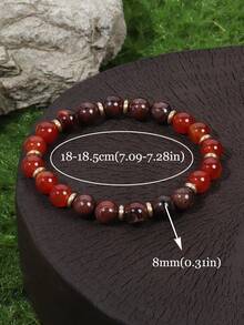 YAUKIA 1 件红玉髓和红虎眼石能量手链 - 意志力、创造力、勇气和动力手链珠宝 - 领导力礼物