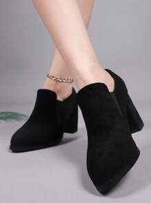 Bottes à top bas flatteuses, bottes anti-dérapantes de style britannique pour femmes, bottes de cheville à talon épais polyvalentes et , bottes nues pour femmes au printemps et en automne