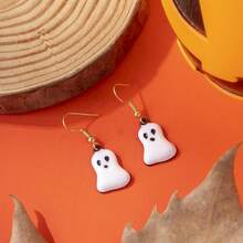 1 对/6 对金属幽灵、蜘蛛、字母、十字架、黑猫形吊坠耳环，女士万圣节派对、送给朋友的生日礼物