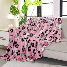 Sanrio 1 Piece, Sanrio A Cute Leopard Print Hello Kitty Design On Top. Sleeping On A Warm And Comfortable Cartoon Blanket, This Soft And Fluffy Flannel Top Will Make You Feel Comfortable. Suitable For Sofas, Beds, And Office Napping - Modern Knitted Design, Ultra Soft Home, Picnic, And Travel Blankets - Personalized Blankets For Comfortable All Seasons