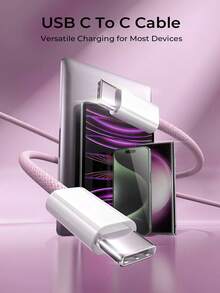 3.3英尺/6.6英尺 USB-C 转 USB-C 数据线，60W Type-C 充电器，C 转 C 充电线，兼容 Apple 16/16 Pro Max/15 Plus/15 Pro Max，Galaxy S25/S24/S23/Note 20， - 彩色 - 查看 2