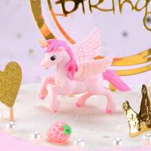 4pcs/Set Colorful PVC Unicorn Cute Model, Cartoon Character & Succulent Plant Decoration, Party Supplies, Party Gifts