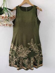 Plain  Dress With Fake - Lace Green - View 1