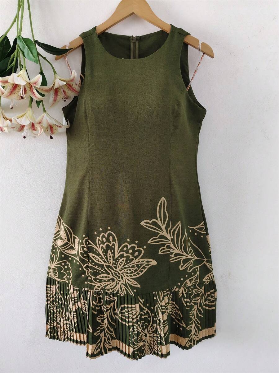 Plain Dress With Fake - Lace Green - View 1