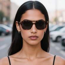 1 pieza Gafas de moda ovaladas clásicas para hombres y mujeres, estilo retro cuadrado, casual y sencillo, con forma de aviador personalizada