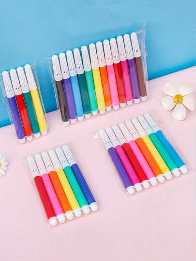 12 支或 6 支迷你涂鸦水彩画笔，可水洗艺术绘画画笔，适合学龄前儿童，儿童彩色 DIY 画笔，学校用品，返校