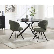 Chairus Kitchen Dining Chairs Set Of 2 Upholstered Side Chair In Chenille Fabric Comfortable Dining Room Chairs With Metal Legs - Green - View 2