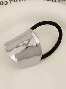 1pc Metallic Hollow Out Hairpin Ponytail Holder With Teeth Street, Ponytail Holders, Hair Elastics, Hair Rope, Hair Bobbles Head Accessories - Multicolor - View 3