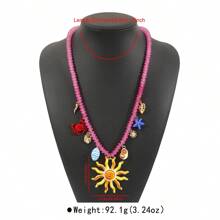 1 件时尚串珠轻质金属太阳、螃蟹和心形吊坠项链 - 簡約項鍊 - 查看 7