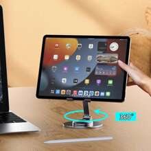 360° 可旋转金属桌面手机支架适用于 iPad 可调节桌面平板电脑桌面手机支架兼容 、Android 手机，生日、家人、朋友礼物推拉式手机握把手机配件