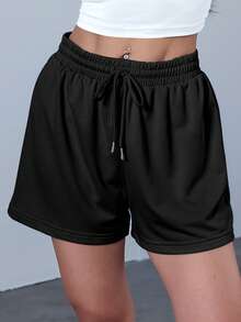 3pcs Solid Color Elastic Waist Sports Shorts - Multicolor - View 10