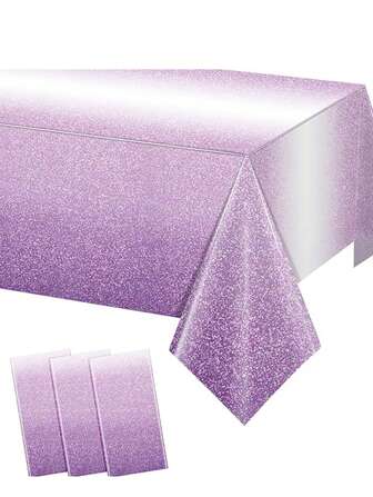 1pc 137*274cm/54*108in Disposable Party Tablecloth, Gold Powder & Purple Pattern Tablecloth, Suitable For Various Theme Parties And Daily Use