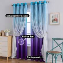 Anytime Dream Star Blackout Curtains For Rooms Girl Princess Curtain For Daughter Bedroom Window (Blue,1 Panel,W52 X L63inch)-FUNALING - 紫色 - 查看 6