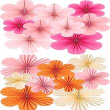 Birthday Party Decor Paper Flowers, Paper Wall Decor Flowers, Party Backdrop Paper Fan Hanging Paper Flowers - Multicolor - View 32