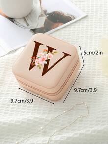 1pc Travel Jewelry Box,Monogram Gift Boxes,Bridesmaids Gifts Jewelry Case,Personalized Floral Jewelry Case,Travel Jewelry Box Wedding,Jewelry Box Necklace,Jewelry Box Earrings,Jewelry Box Mini,Travel Essentials Travel Accessories Travel Bag For Vacation Holiday Back To School School Stuff Jewellery Box Jewelry Organizer - Multicolor - View 22