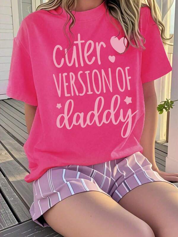 Tween Girls Girly Graphic Tee, Heart Slogan T-Shirt, Adorable For Casual Wear/School